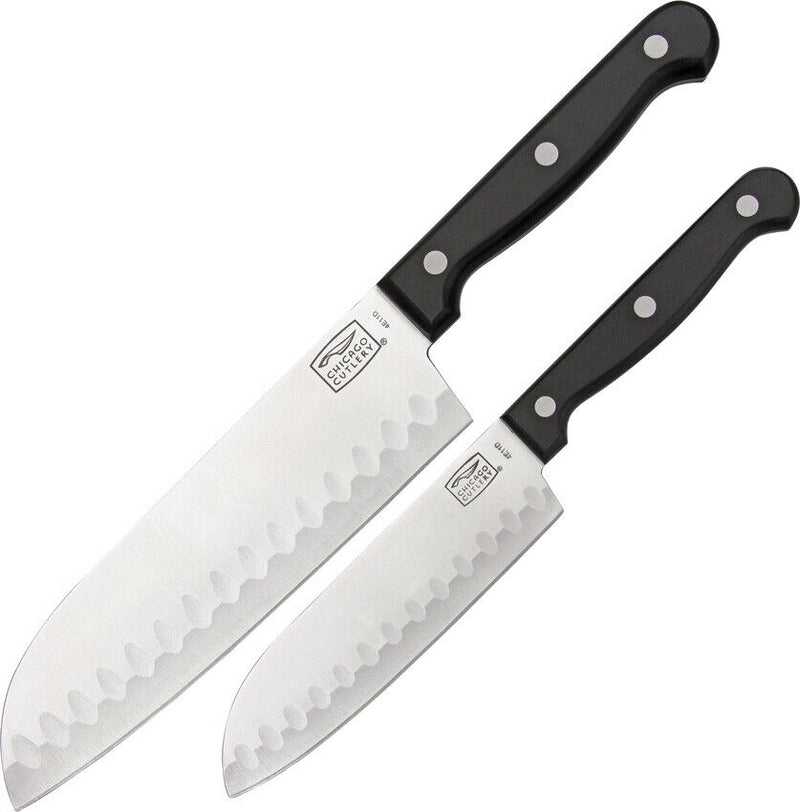 Chicago Cutlery Essentials Two Piece Set Kitchen Knife High Carbon Steel Full Tang Blades Black Polymer Handles 01391 -Chicago Cutlery - Survivor Hand Precision Knives & Outdoor Gear Store