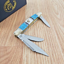 Frost Cutlery Wrangler Pocket Knife Stainless Blades Turquoise/Pearl Handle