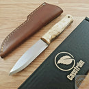 Casstrom Bushcraft Fixed Knife 4.5" Sleipner Tool Steel Full Tang Blade Curly Birch Handle