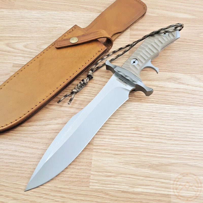 United Cutlery Replica Rambo Last Blood Fixed Knife 9" 7Cr17 Steel Bowie Full / Extended Tang Blade Tan Linen Micarta Handle 3461 -United Cutlery - Survivor Hand Precision Knives & Outdoor Gear Store