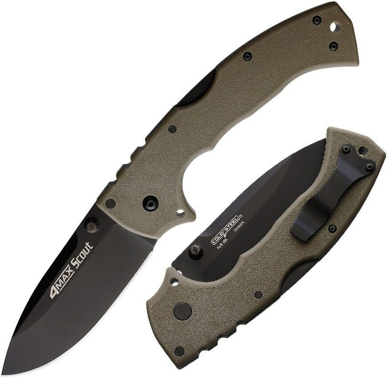 Cold Steel 4-Max Scout Lockback Folding Knife 4" AUS-10A Steel Blade Dark Earth Griv-Ex Handle 62RQDEBK -Cold Steel - Survivor Hand Precision Knives & Outdoor Gear Store