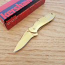 Kershaw Chive Assisted Folding Knife 2" 420HC Steel Blade Gold Stainless Handle