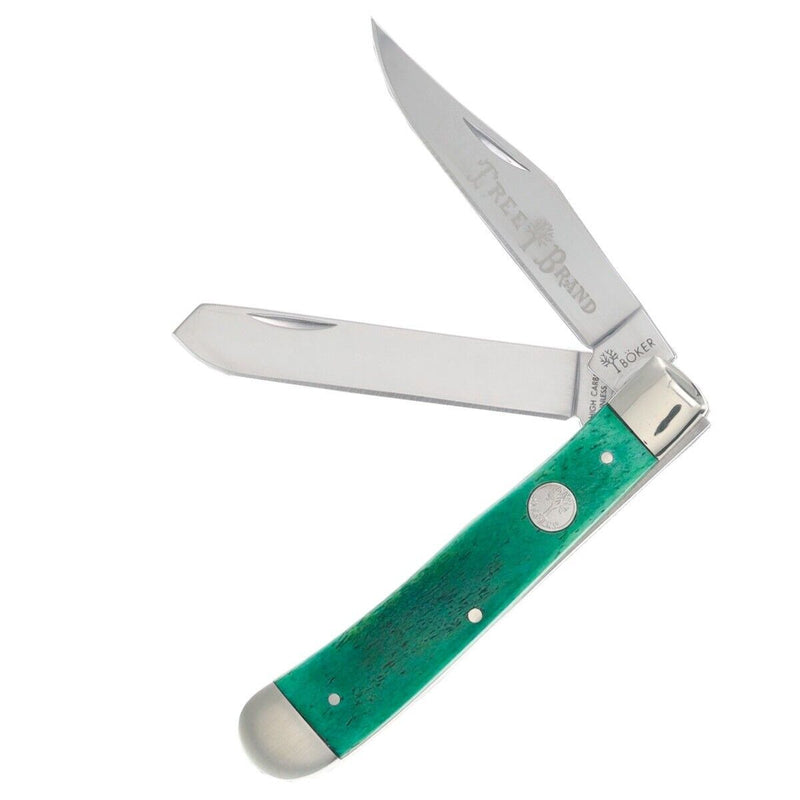 Boker Trapper Pocket Knife High Carbon Steel Clip Point And Spey Blades Lime Green Smooth Bone Handle 110717 -Boker - Survivor Hand Precision Knives & Outdoor Gear Store