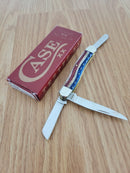 Case XX Patriotic Embellished Pocket Knife Stainless Blades Natural Smooth Bone Handle 64136