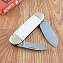Marbles Sunfish Pocket Knife Stainless Steel Blades White Smooth Bone Handle