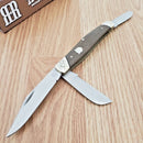 Rough Ryder Stockman Pocket Knife Stainless Steel Blades Brown Micarta Handle