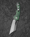 Bestech Knives Skirmish Linerlock Folding Knife 3.25" Damascus Steel Blade Green / Black G10 Handle