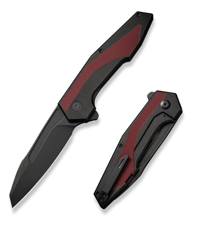 Civivi Hypersonic Frame Folding Knife 3.75" 14C28N Sandvik Steel Extended Tang Blade Black Stainless Steel / Burgundy G10 Inlay Handle 220113 -Civivi - Survivor Hand Precision Knives & Outdoor Gear Store