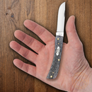 Case XX Sod Buster Jr Folding Knife Chrome Vanadium Carbon Steel Skinner Blade Pocket Worn Gray Crandall Jigged Bone Handle 58412