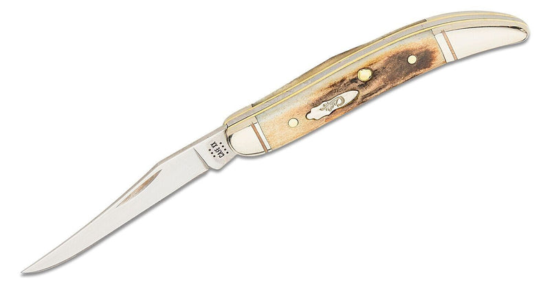 Case XX Sm Toothpick Folding Knife Tru-Sharp Surgical Steel Blade Genuine India Stag W/ Fluted Bolsters Handle 71229 -Case Cutlery - Survivor Hand Precision Knives & Outdoor Gear Store