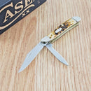 Case XX Cutlery Penaut Pocket Knife Stainless Steel Blades Amber Bone Handle