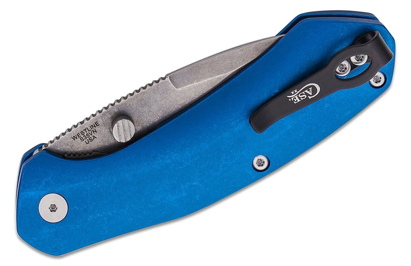 Case XX Westline Linerlock Folding Knife 3.5" CPM-S35VN Steel Drop Point Blade Blue Stonewashed Aluminum Handle 36552 -Case Cutlery - Survivor Hand Precision Knives & Outdoor Gear Store