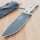 ESEE Model 5 Tactical Fixed Knife 5.25" Part Serrated 1095HC Steel Blade Canvas Micarta Handle 5STG
