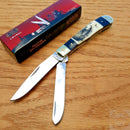 Frost Cutlery Trapper Pocket Knife Stainless Blades Buffalo Horn/Bone Handle