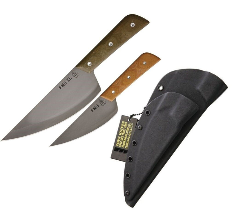 TOPS Frog Market Special Combo Kitchen Knife 7.5" 1095HC Steel Blades OD Green / Tan Canvas Micarta Handles FMSCMB -TOPS - Survivor Hand Precision Knives & Outdoor Gear Store