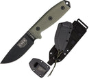 ESEE Model 3MIL Plain Edge Fixed Knife 3.75" Black Powder Coated 1095HC Steel Full / Extended Tang Blade Green Micarta Handle 3MILPB -ESEE - Survivor Hand Precision Knives & Outdoor Gear Store