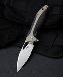 Bestech Knives Komodo Linerlock Folding Knife 3.38" D2 Tool Steel Blade Black / Tan G10 Handle