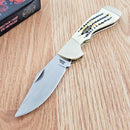 Frost Cutlery Choctaw Lockback Folding Knife 3.5" Stainless Blade Jigged Bone Handle