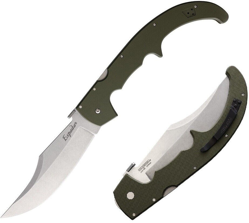 Cold Steel XL Espada Lockback Folding Knife 7.5" AUS-10A Steel Blade OD Green G10 Handle 62MGCODSW -Cold Steel - Survivor Hand Precision Knives & Outdoor Gear Store