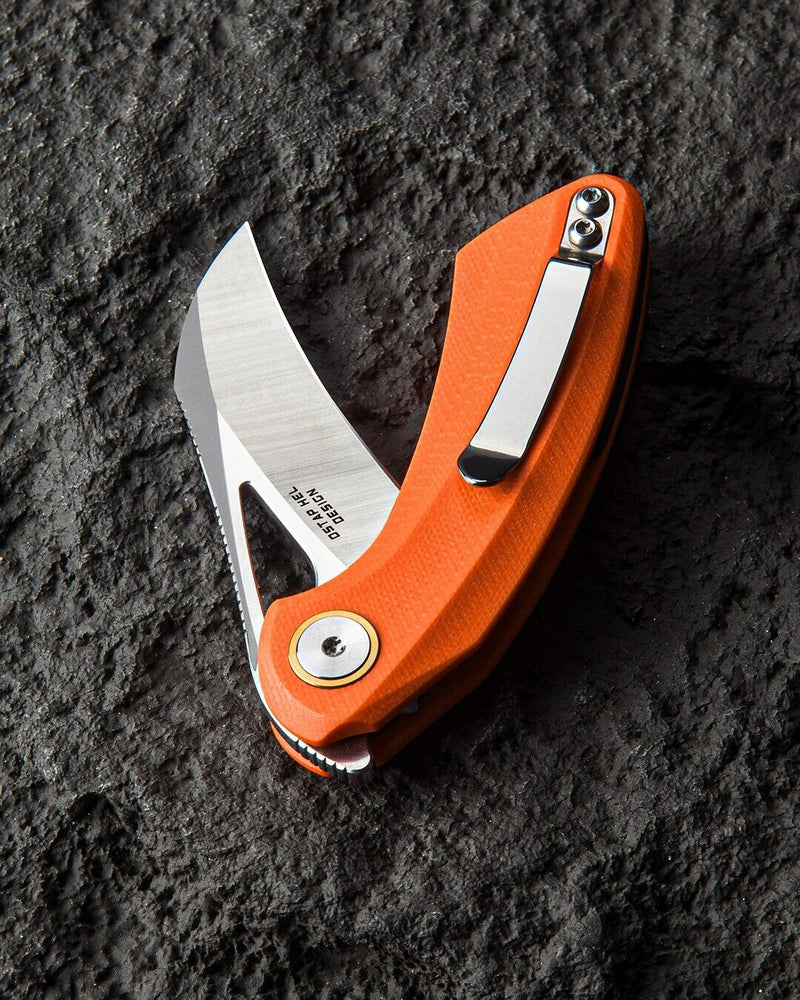 Bestech Knives Bihai Linerlock Folding Knife 2.13" 14C28N Steel Hawkbill Blade Orange G10 Handle G53B1 -Bestech Knives - Survivor Hand Precision Knives & Outdoor Gear Store