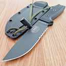 ESEE Model 4 Fixed Knife 4.5" Black Powder Coated Part Serrated 1095HC Steel Blade Micarta Handle 4STGB