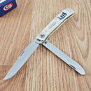 Case XX US Navy Trapper Pocket Knife Stainless Steel Blades Natural Bone Handle 22553