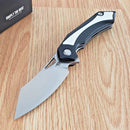 Bestech Knives Kasta Linerlock Folding Knife 3.5" 154CM Steel Blade Black And White G10 Handle