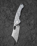Bestech Knives Skirmish Linerlock Folding Knife 3.25" Damascus Steel Blade White / Black Damascus G10 Handle