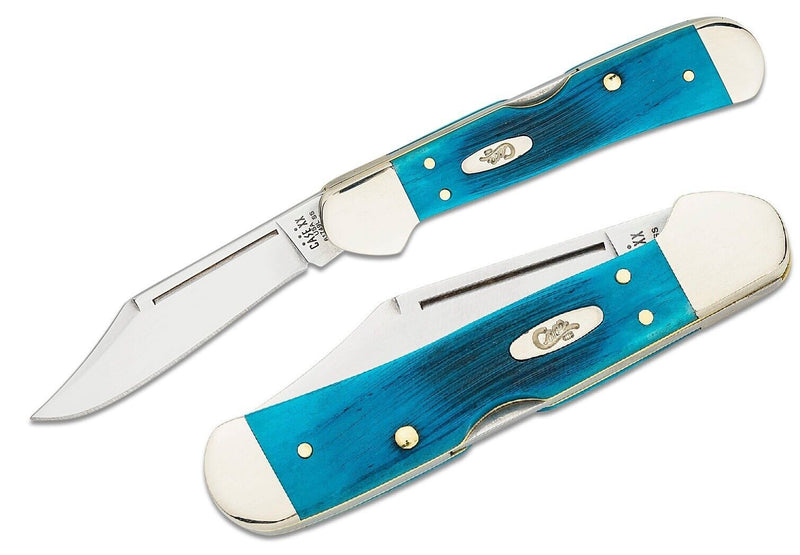 Case XX Mini Copperlock Folding Knife Stainless Steel Locking Clip Blade Caribbean Blue Sawcut Bone Handle 25585 -Case Cutlery - Survivor Hand Precision Knives & Outdoor Gear Store