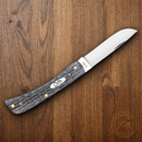 Case XX Sod Buster Jr Folding Knife Chrome Vanadium Carbon Steel Skinner Blade Pocket Worn Gray Crandall Jigged Bone Handle 58412