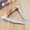 Rough Ryder Large Moose Lollipop Pocket Knife Stainless Steel Clip And Long Spey Blades Multi Synthetic Handle