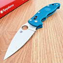 Spyderco Manix 2 Ball Bearing Folding Knife 3.38" CPM SPY27 Steel Blade Blue Bi-directional Texture FRN Handle