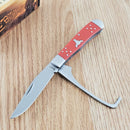 Cattleman's Cutlery Pocket Knife 3Cr13 Steel Blades Red Delrin/Stainless Handle