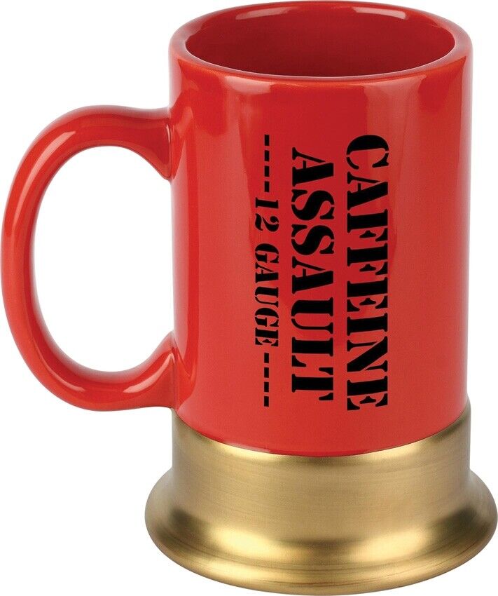 Caliber Gourmet Caffeine Assault Mug In Form Of Shotgun Shell Ceramic Red And Gold Finish Constructioin M1008 -Caliber Gourmet - Survivor Hand Precision Knives & Outdoor Gear Store