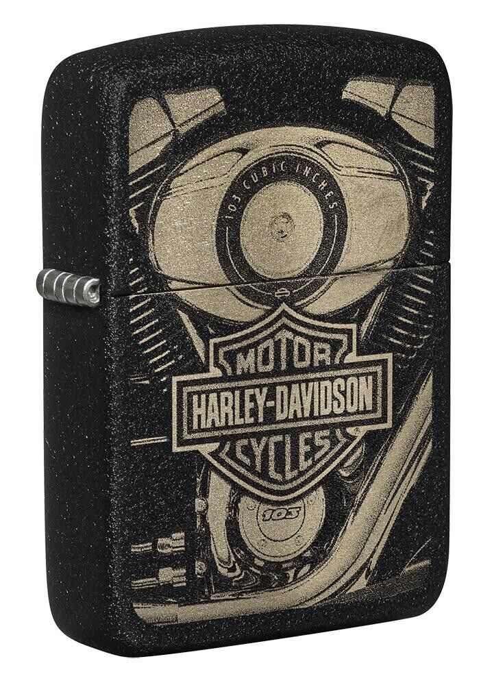 Zippo Lighter Harley-Davidson Design Windproof Black Crackle All Metal One Piece Construction 0.5" x 2.25" 20104 -Zippo - Survivor Hand Precision Knives & Outdoor Gear Store