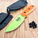 ESEE Model 3 Fixed Knife 3.75" Green Powder Coated 1095HC Steel Blade Orange G10 Handle 3PMVG