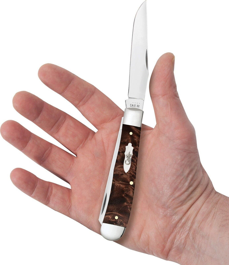 Case XX Trapper Pocket Knife Stainless Steel Clip And Spey Blades Maple Burl Wood Handle 64060 -Case Cutlery - Survivor Hand Precision Knives & Outdoor Gear Store