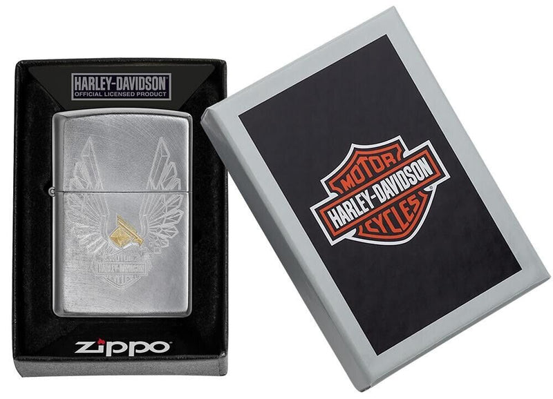 Zippo Lighter Harley-Davidson Design Windproof Chrome Arch All Metal One Piece Construction 0.5" x 2.25" 20100 -Zippo - Survivor Hand Precision Knives & Outdoor Gear Store