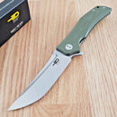 Bestech Knives Scimitar Folding Knife 3.75" D2 Tool Steel Blade Green G10 Handle