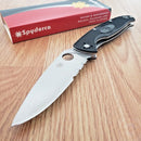 Spyderco Resilience Folding Knife 4.25" Part Serrated 8Cr13MoV Steel Blade FRN