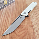 Bestech Knives Bestechman Dundee Linerlock Folding Knife 3.5" D2 Tool Steel Blade White G10 Handle