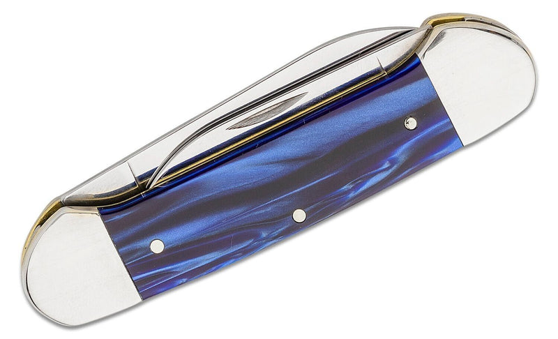 Case XX Canoe Pocket Knife Tru-Sharp Surgical Steel Blades Smooth Blue Pearl Kirinite Handle 23447 -Case Cutlery - Survivor Hand Precision Knives & Outdoor Gear Store