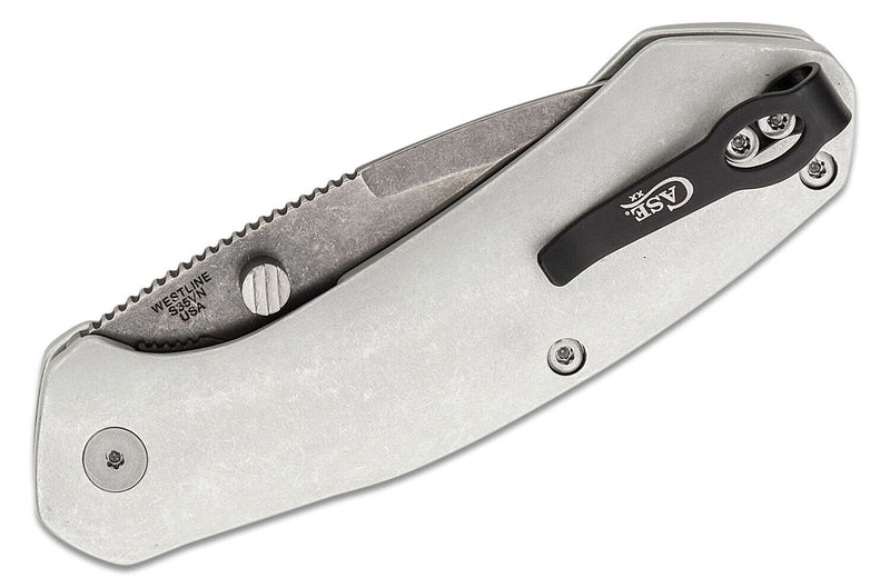 Case XX Westline Linerlock Folding Knife 3.5" CPM-S35VN Steel Drop Point Blade Silver Stonewashed Aluminum Handle 36553 -Case Cutlery - Survivor Hand Precision Knives & Outdoor Gear Store