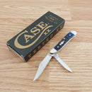 Case XX Peanut Pocket Knife Surgical Steel Blades Navy Blue Jigged Bone Handle