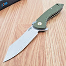 CJRB Kicker Recoil Lock Folding Knife 3.5" D2 Tool Steel Blade Green G10 Handle