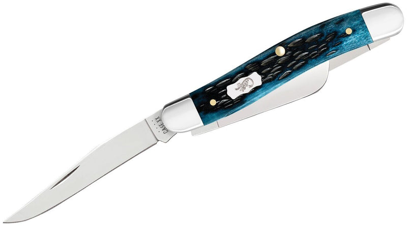 Case XX Stockman Pocket Knife Tru-Sharp Surgical Steel Clip / Sheepsfoot And Spey Blades Pocket Worn Peach Seed Jig Mediterranean Blue Bone Handle 51851 -Case Cutlery - Survivor Hand Precision Knives & Outdoor Gear Store