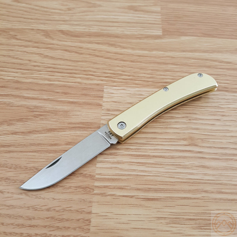 Bear & Son Yellow Folder Folding Knife 2.63" Stainless Steel Blade Gold Aluminum Handle C137 -Bear & Son - Survivor Hand Precision Knives & Outdoor Gear Store