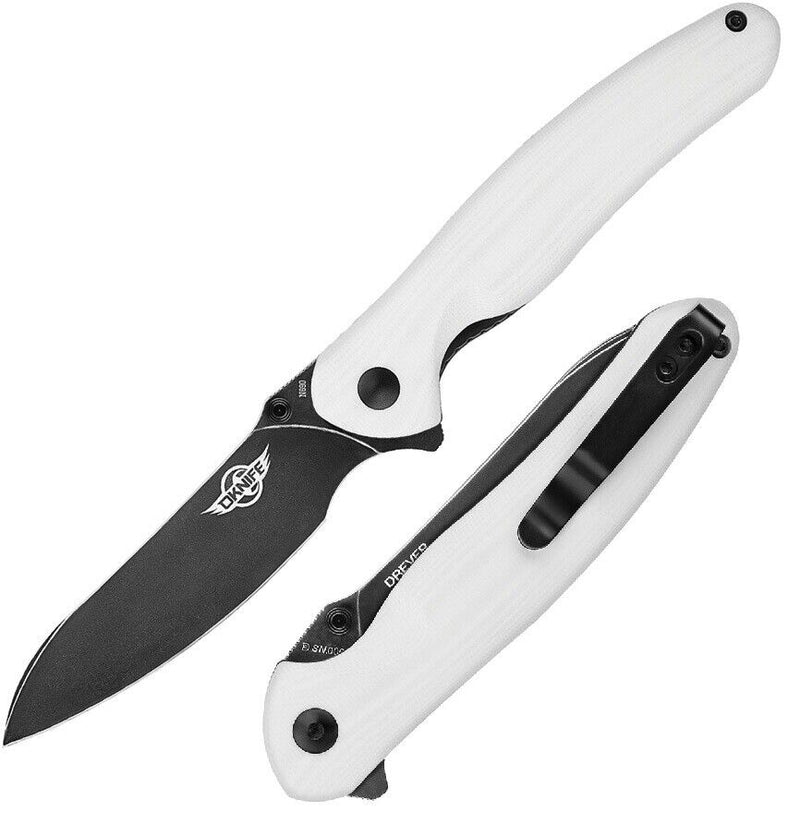 Olight Drever Linerlock Folding Knife 3.5" Black Finish Bohler N690 Steel Extended Tang Blade White G10 Handle DREVERWH -Olight - Survivor Hand Precision Knives & Outdoor Gear Store