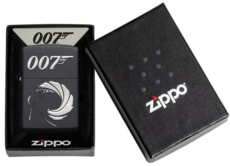 Zippo Lighter James Bond 007 Windproof Black Matte All Metal One Piece Construction 0.5" x 2.25" 17354 -Zippo - Survivor Hand Precision Knives & Outdoor Gear Store