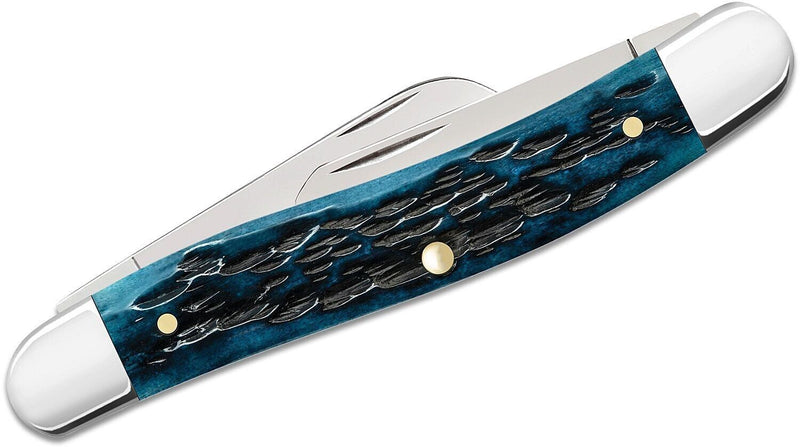 Case XX Stockman Pocket Knife Tru-Sharp Surgical Steel Clip / Sheepsfoot And Spey Blades Pocket Worn Peach Seed Jig Mediterranean Blue Bone Handle 51851 -Case Cutlery - Survivor Hand Precision Knives & Outdoor Gear Store
